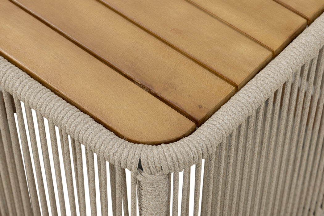 Alpine Teak Collection Rope Design End Table - BEIGE