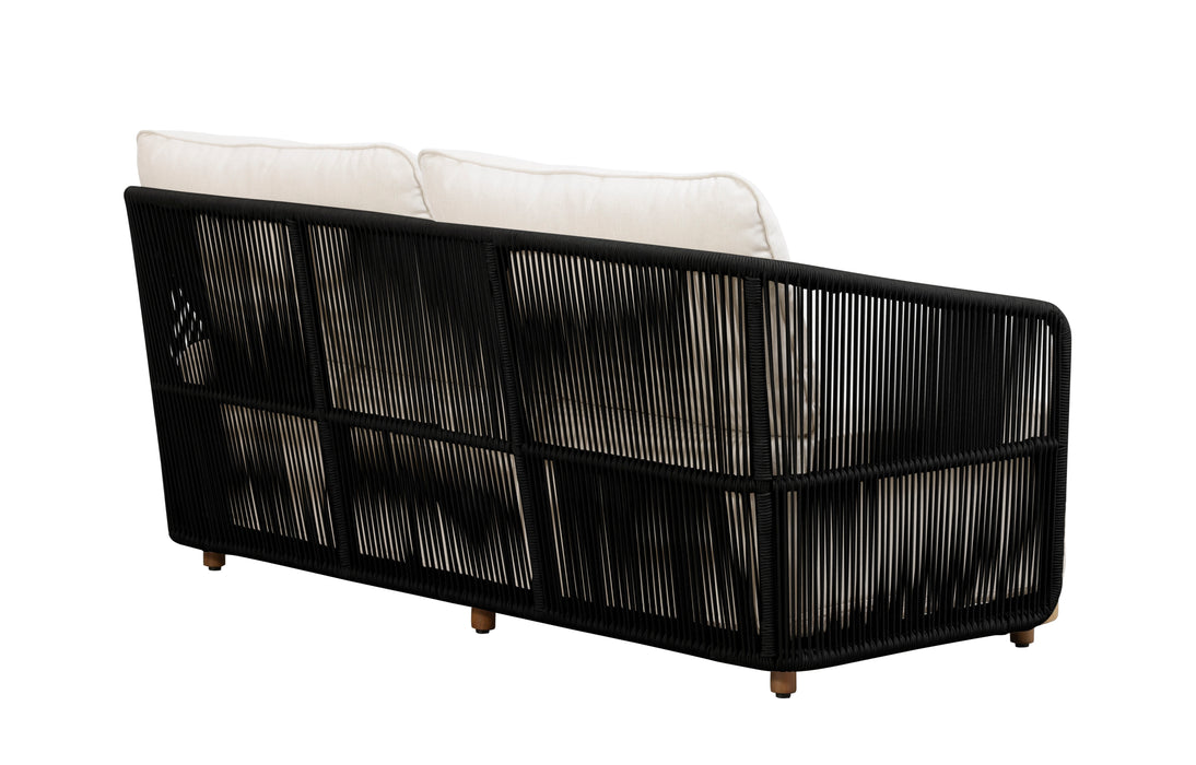 Alpine Teak Wood Outdoor Loveseat with Black Rope Design