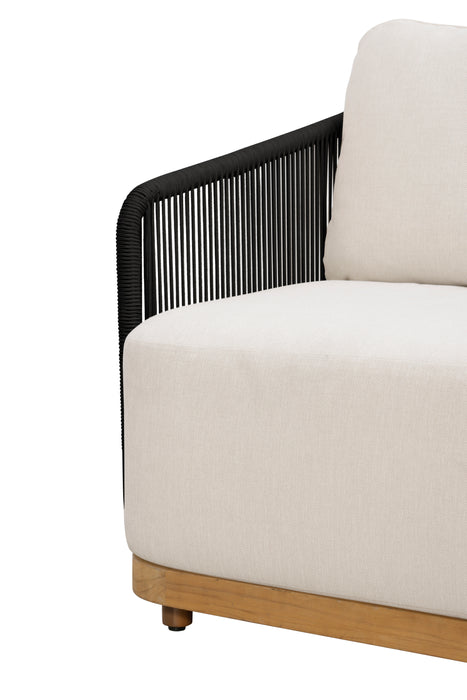 Alpine Teak Wood Outdoor Loveseat with Black Rope Design