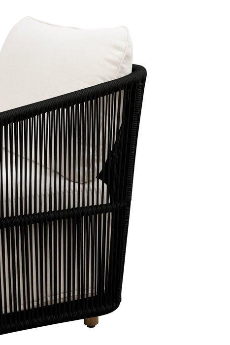 Alpine Teak Wood Outdoor Loveseat with Black Rope Design