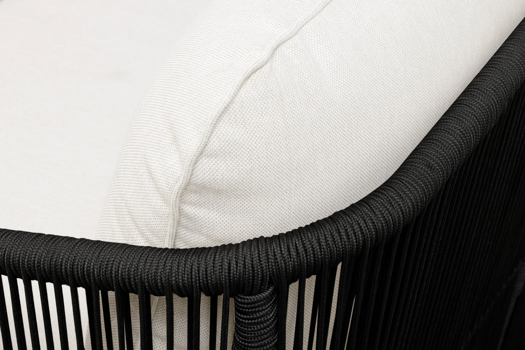 Alpine Teak Wood Outdoor Loveseat with Black Rope Design