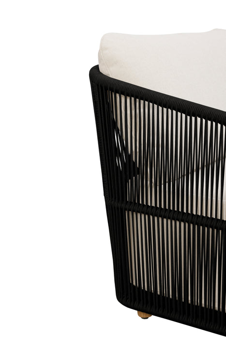 Alpine Teak Wood Outdoor Sofa with Black Rope Design