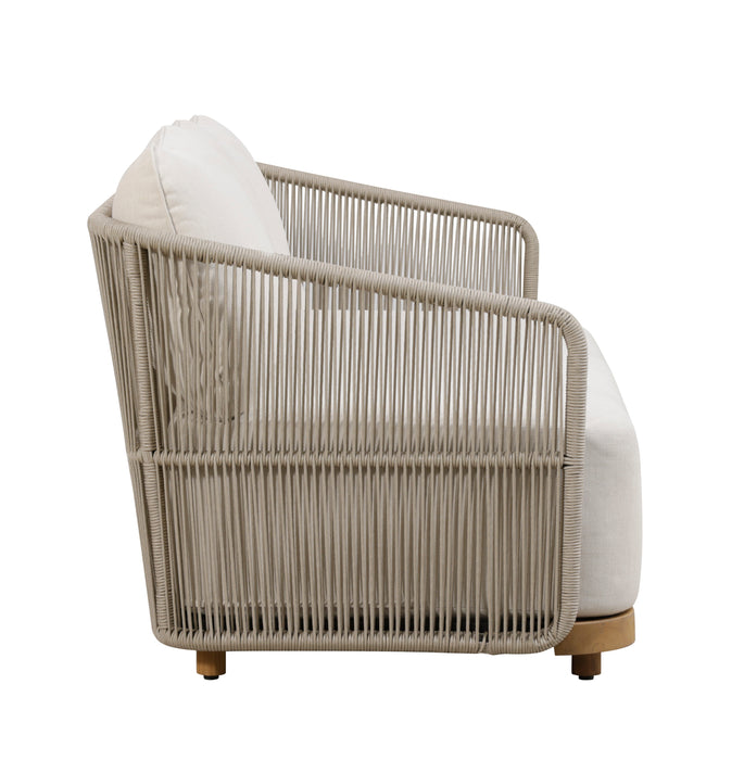 Alpine Teak Wood Outdoor Sofa with Biege Rope Design