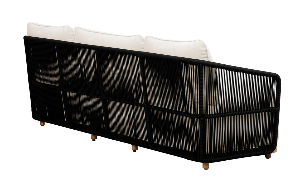 Alpine Teak Wood Outdoor Sofa with Black Rope Design