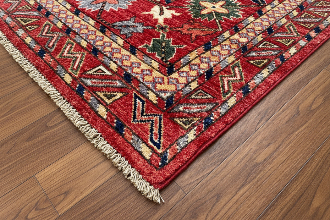 Hand-Knotted Vegetable Dye Kazak Rug from Pakistan, 8' 10" x 13'