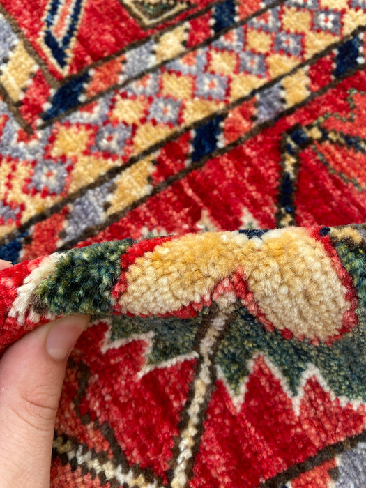 Hand-Knotted Vegetable Dye Kazak Rug from Pakistan, 8' 10" x 13'