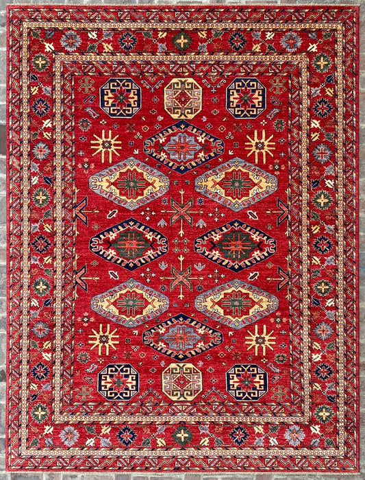 Hand-Knotted Vegetable Dye Kazak Rug from Pakistan, 8' 10" x 13'