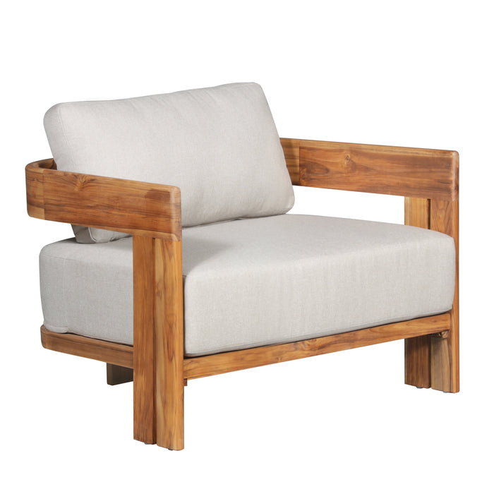 Paradiso Outdoor Solid Teak Wood Chair - Grey fabric