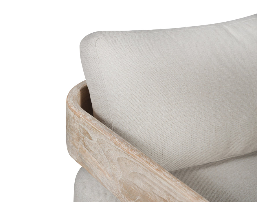 Paradiso Outdoor Solid Teak Wood Love seat Natural Look  - Gray Fabric