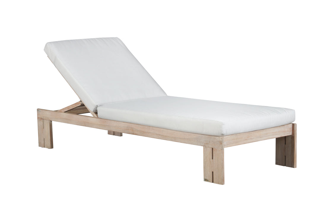 Paradiso Outdoor Teak Natural Look Chaise - Light Gray Fabric