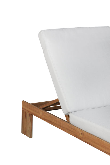 Paradiso Outdoor Teak Chaise - Light Gray Fabric