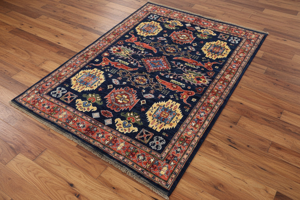 Hand-Knotted Sultanabad Vegetable-Dyed Wool Rug, 5' 1" x 6' 8"