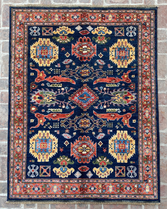 Hand-Knotted Sultanabad Vegetable-Dyed Wool Rug, 5' 1" x 6' 8"