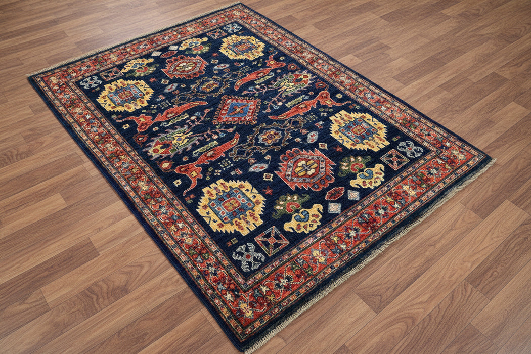 Hand-Knotted Sultanabad Vegetable-Dyed Wool Rug, 5' 1" x 6' 8"