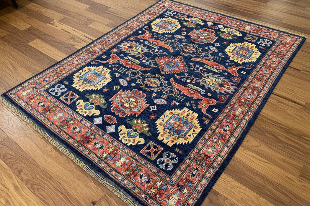 Hand-Knotted Sultanabad Vegetable-Dyed Wool Rug, 5' 1" x 6' 8"