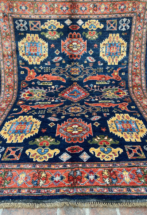 Hand-Knotted Sultanabad Vegetable-Dyed Wool Rug, 5' 1" x 6' 8"