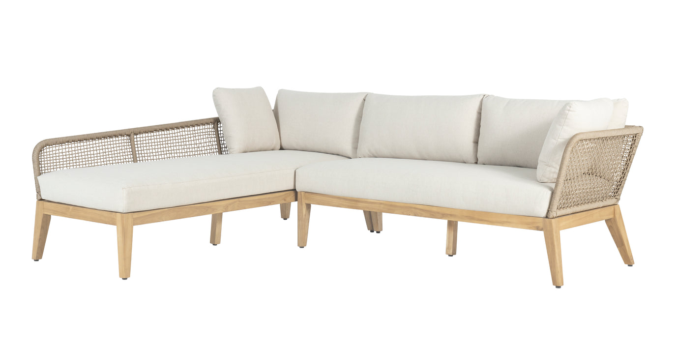 Cypress Teak Wood 2-piece Left Arm Chaise Outdoor Sectional - Beige