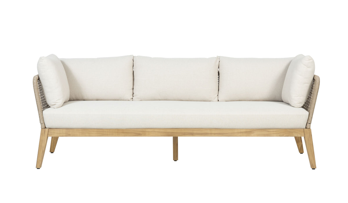 Cypress Teak Wood Sofa with Beige Color Rope Design