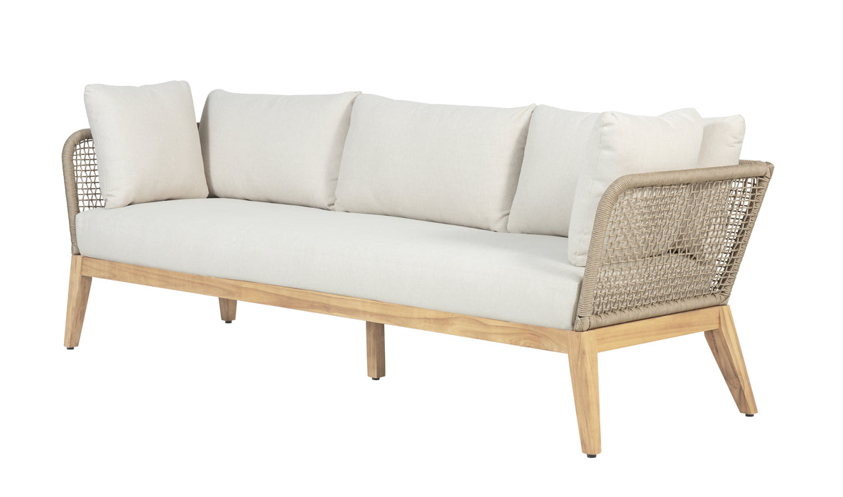 Cypress Teak Wood Sofa with Beige Color Rope Design