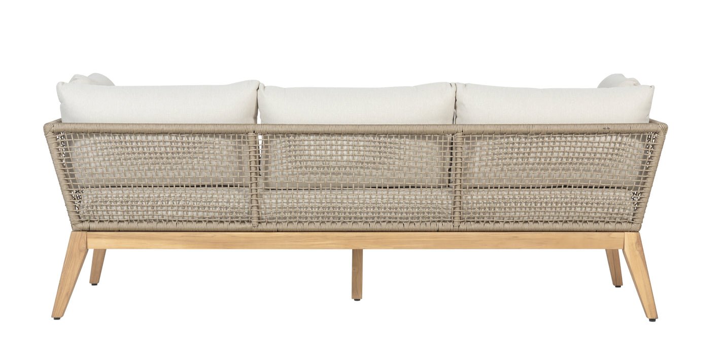 Cypress Teak Wood Sofa with Beige Color Rope Design