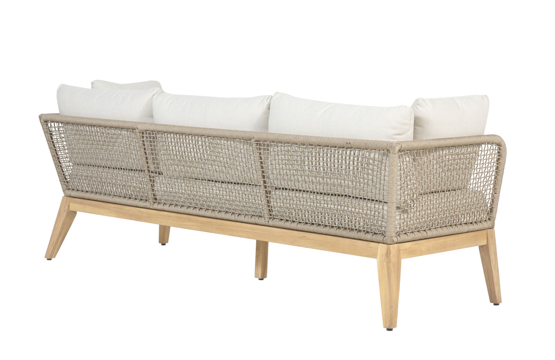 Cypress Teak Wood Sofa with Beige Color Rope Design