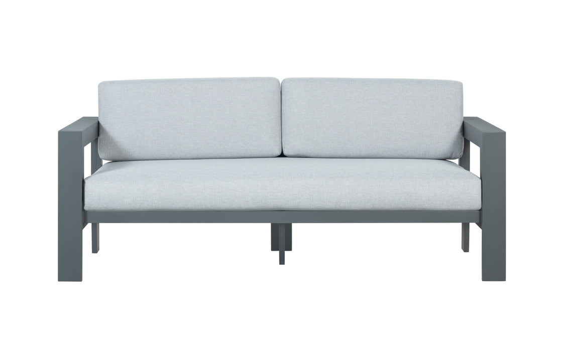 Sardinia Aluminum Frame Outdoor 74" Love seat / Sofa - Gray Cushions