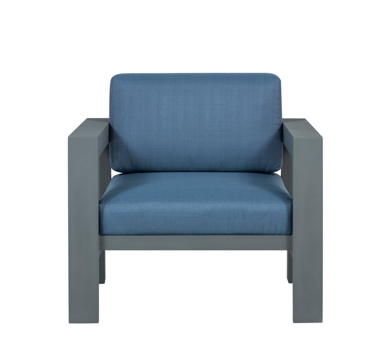 Sardinia Outdoor Arm Chair with Aluminum Metal Frame - Blue