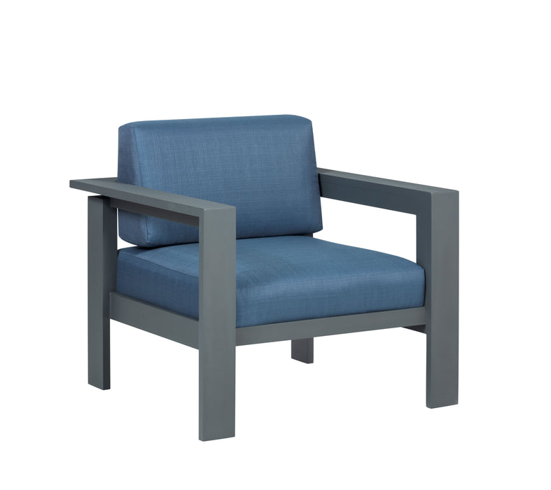 Sardinia Outdoor Arm Chair with Aluminum Metal Frame - Blue