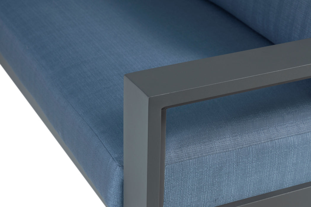 Sardinia Aluminum Frame Outdoor Sectional Sofa - Blue Cushions