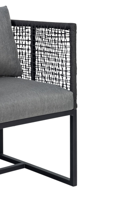Pair of Sardinia Outdoor Aluminum Dining Chair with Rope Design - Black