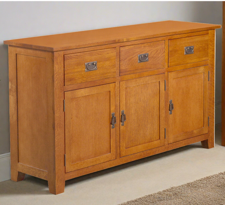 Mission Solid Oak 3 Drawer 3 Door Sideboard - Michael's Cherry (MC-A) - 59"