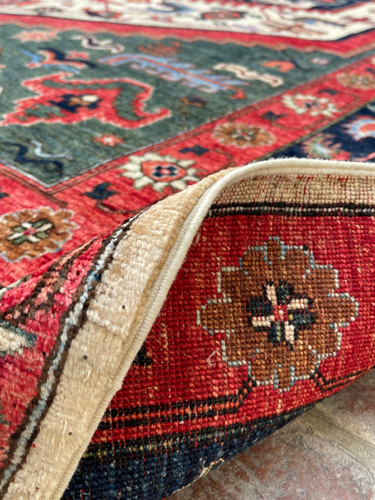 Hand-Knotted Heriz Vegetable-Dyed Wool Rug, 9' 1" x 12' 2"