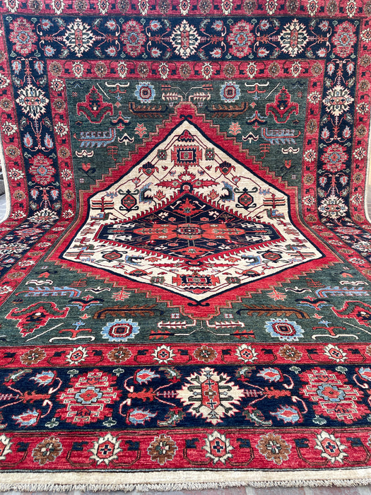 Hand-Knotted Heriz Vegetable-Dyed Wool Rug, 9' 1" x 12' 2"