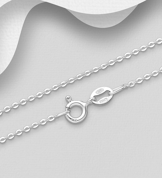 Sterling Silver Cable Chain, 0.5 mm Wide, Made in Italy.