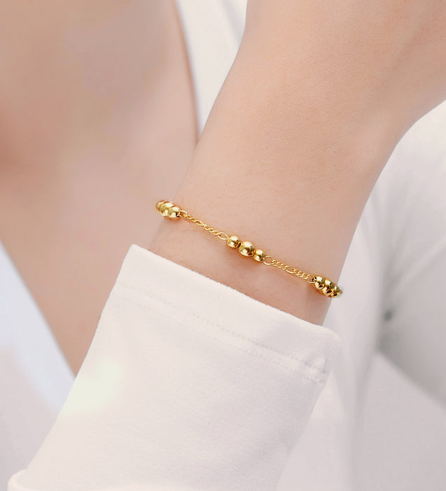 Sterling Silver Ball Bracelet, Plated with 0.5 Micron 18K Yellow Gold, 4-5mm Balls, Made in Italy