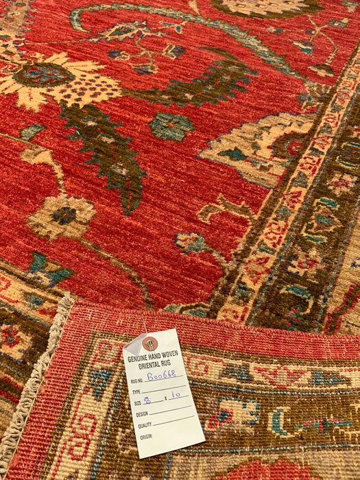 Hand-Knotted Sultanabad Vegetable-Dyed Wool Rug, 8" x 10" (K)