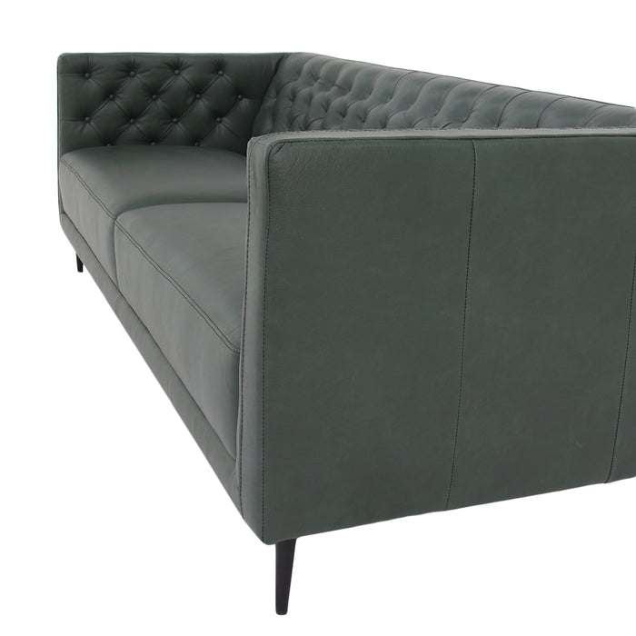 Lucius Top Grain Leather Sofa - Green