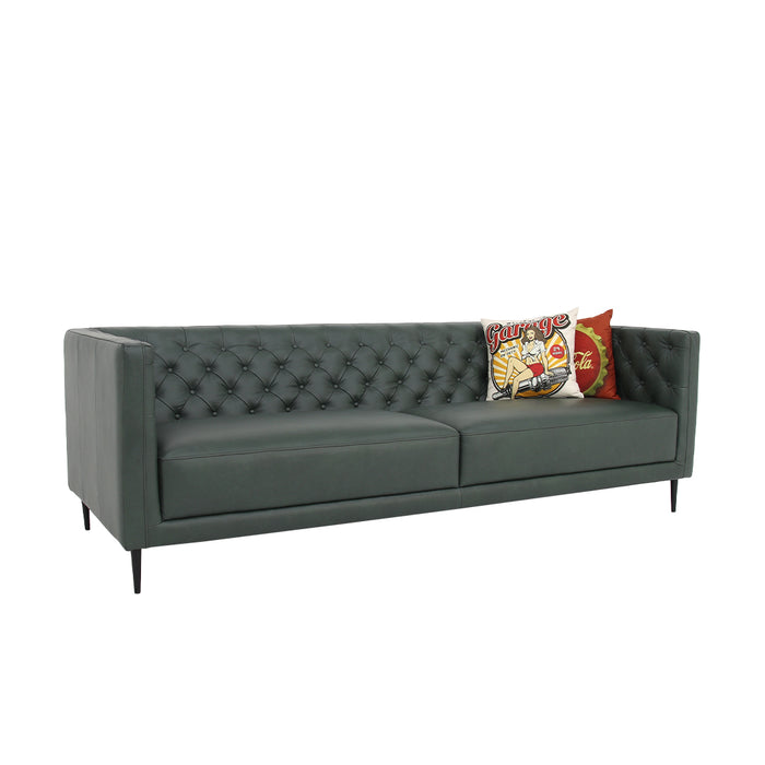 Lucius Top Grain Leather Sofa - Green