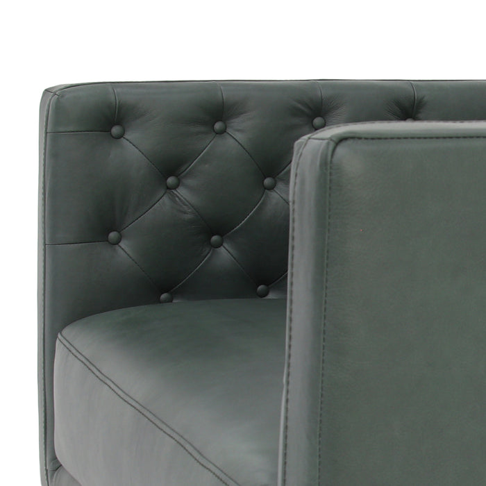 Lucius Top Grain Leather 1.5 Arm Chair - Green