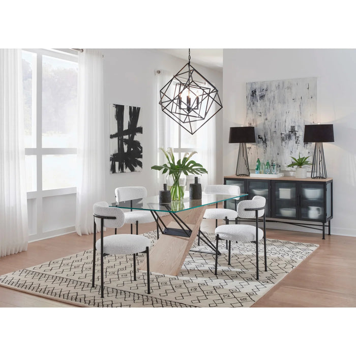 Westfield Boucle Upholstered Dining Chair in Ivory & Black