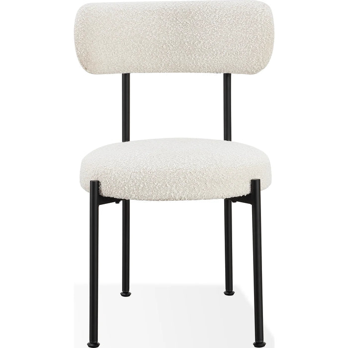 Westfield Boucle Upholstered Dining Chair in Ivory & Black