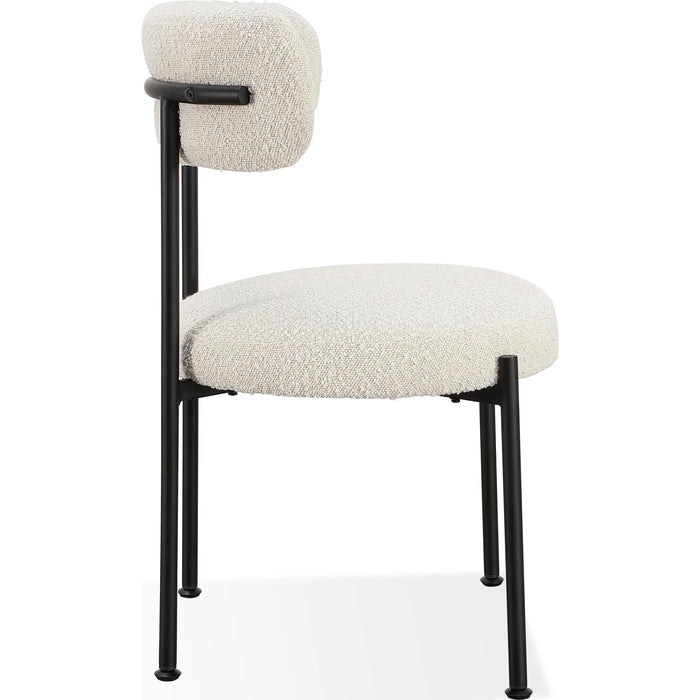 Westfield Boucle Upholstered Dining Chair in Ivory & Black