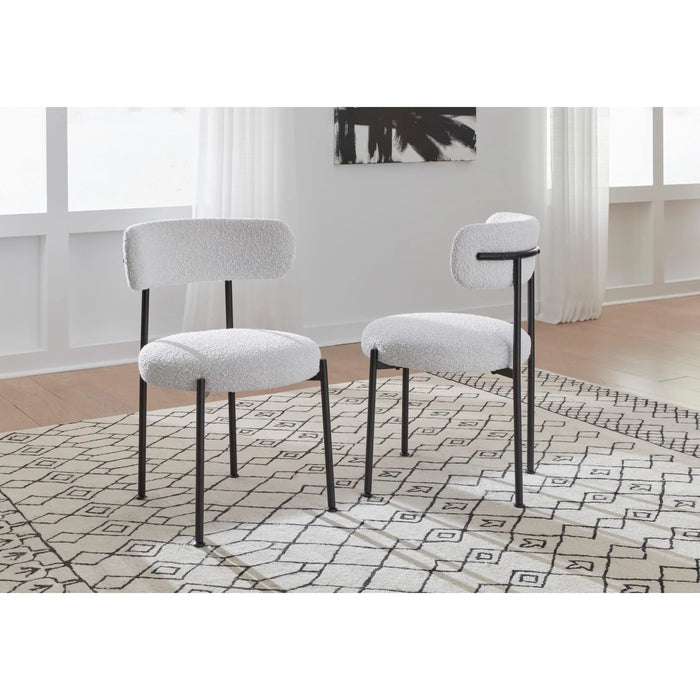 Westfield Boucle Upholstered Dining Chair in Ivory & Black