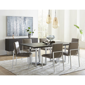 Set of 2 Amalfi chair with metal backrest, taupe-colored leather