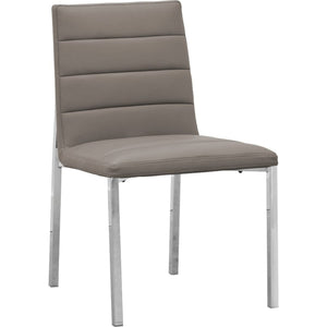 Set of 2 Amalfi chair with metal backrest, taupe-colored leather