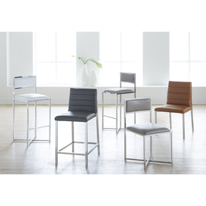 Set of 2 Amalfi chair with metal backrest, taupe-colored leather