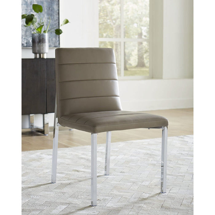 Set of 2 Amalfi chair with metal backrest, taupe-colored leather