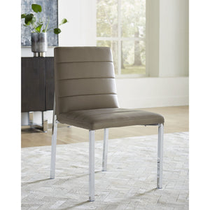 Set of 2 Amalfi chair with metal backrest, taupe-colored leather