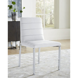 Set of 2 Amalfi chair with metal backrest, white leather