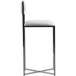 Set of 2 Amalfi X-Base bar stool in white leather
